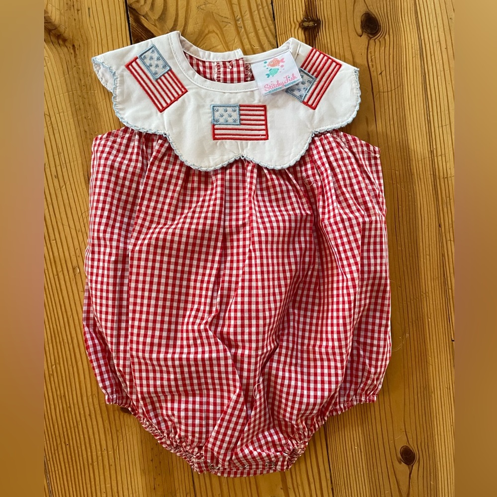 Stitchy Fish - NWT Bubble Romper - Grand Old Flag Embroidered Bubble